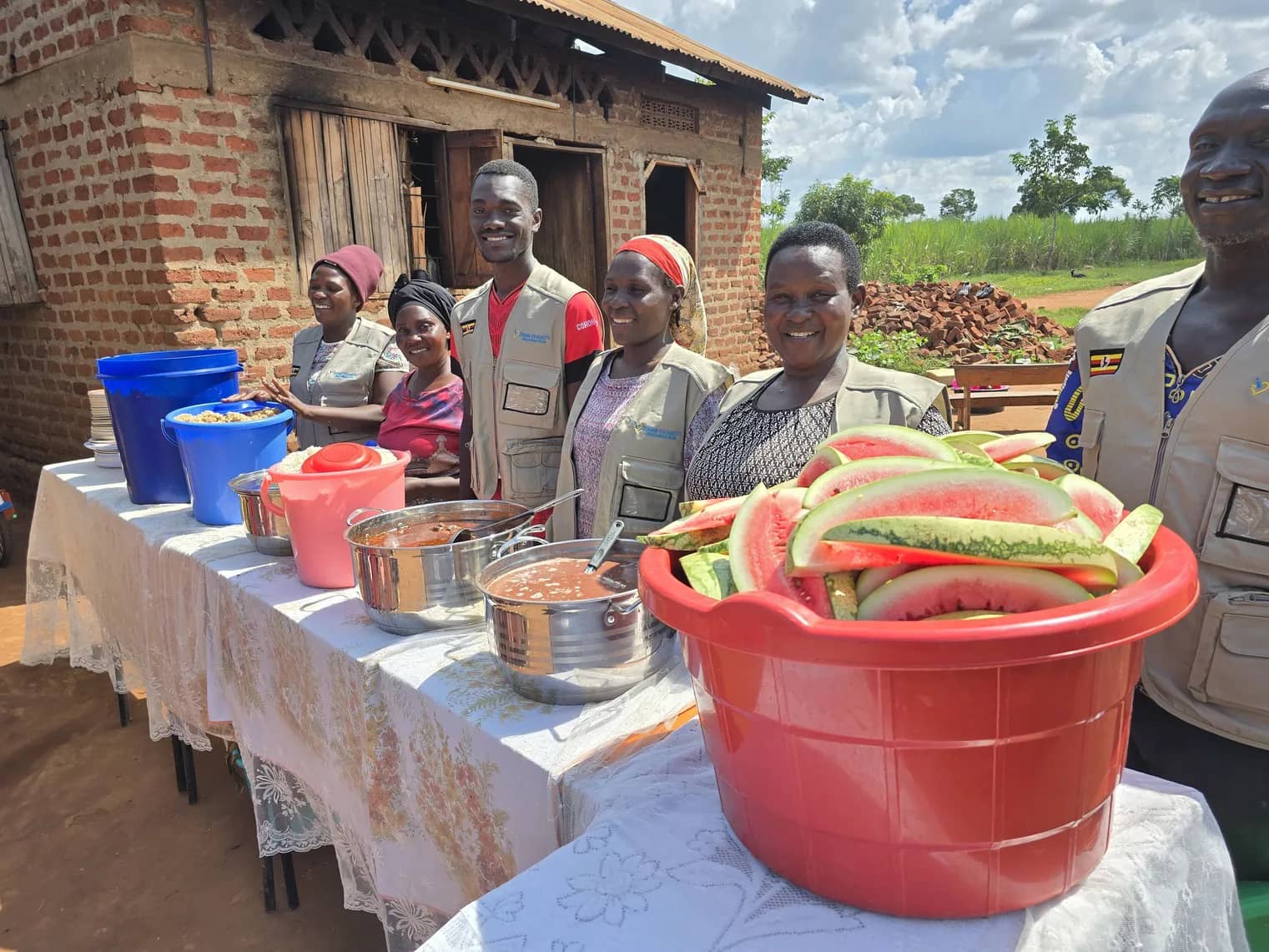 Zwab team members prepare a communal meal.