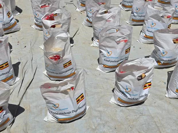 Prepared food packages are arranged together.
